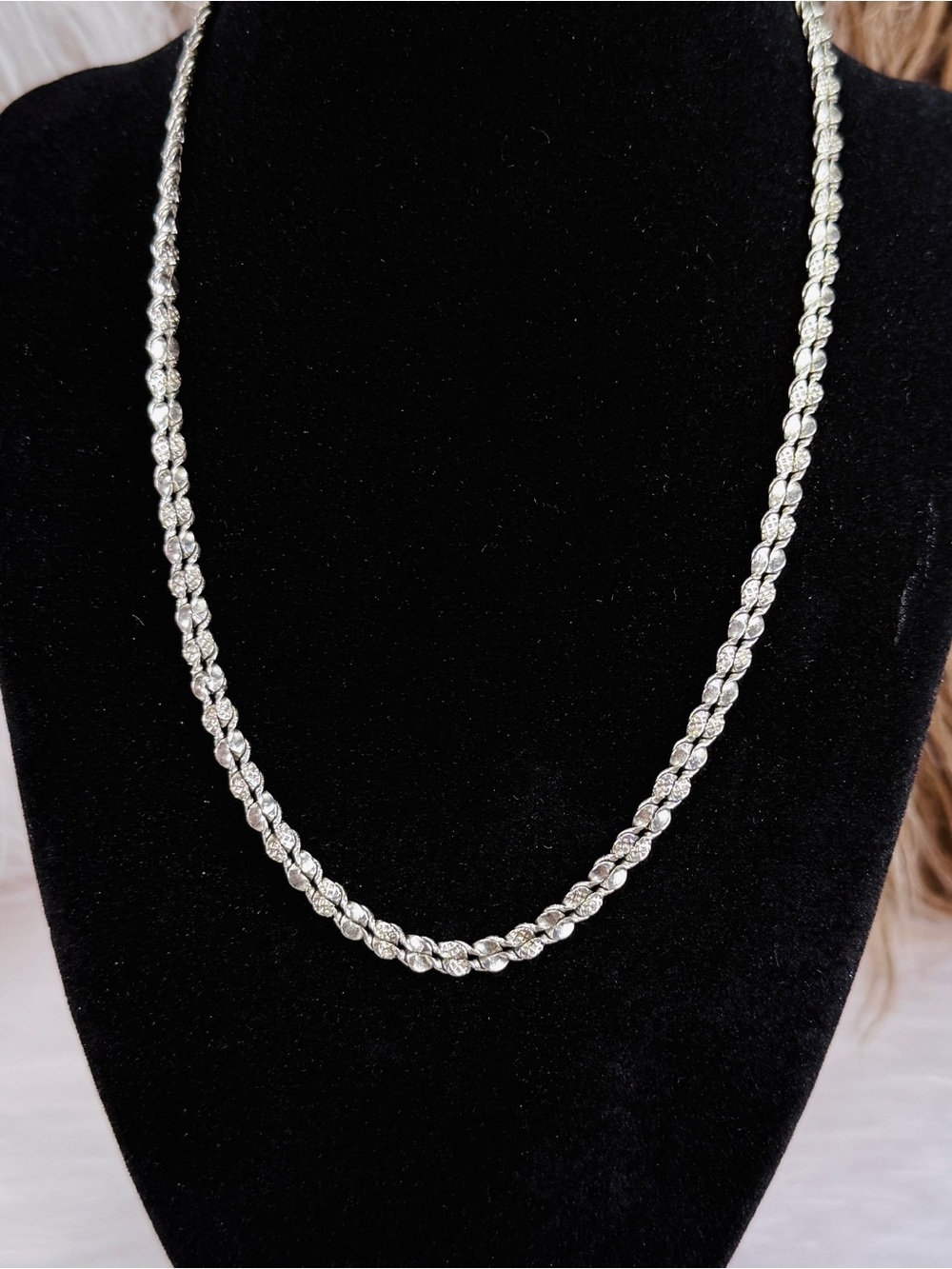 Vintage Aged Silvertone Chain Necklace